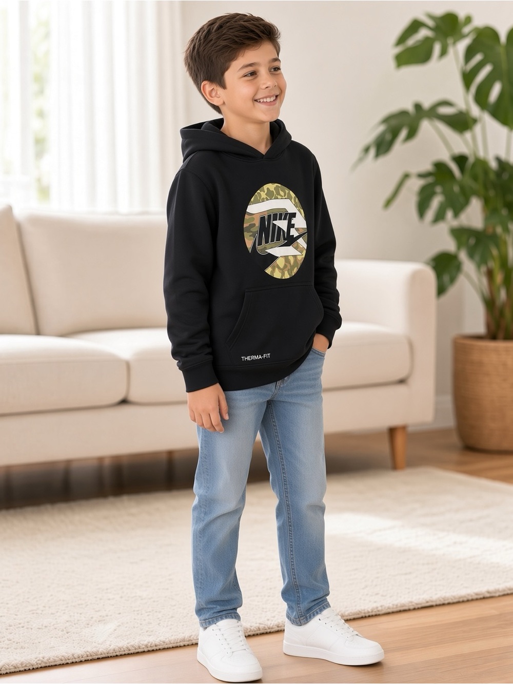 Nike 3Brand Boys/Kids Black Camo Graphic Hoodie LARGE🖤-NWT✨ - Picture 8 of 9